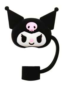 Sanrio 1 pezzo Coperchi per cannucce in PVC di Hello Kitty e Kuromi di Sanrio - Dispenser di cannucce da bere riutilizzabili con motivi cartoni animati e coperchi per bicchieri