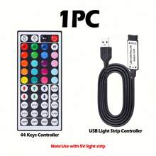 1Pc/2pcs 44 Keys Remote Control And Controller For 5V LED Strip Light / IR Remote /USB Interface Plug And Play (Not With LED Strip Light)