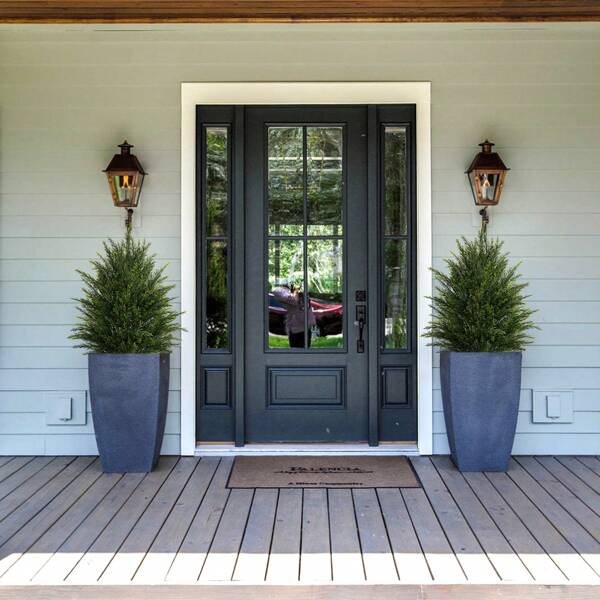 Newly 24inch Artificial Cypress Tree (2 Packs) Realistic Artificial Greenery Faux Boxwood Bush Potted Plants, Outdoor Fake Shrubs Cedar Evergreen Plants For Home Living Room Front Porch Decor