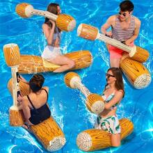 2pcs/4pcs Durable PVC Inflatable Water Raft Set (Adult Size) - Wood Grain Design, Quick Inflation, Suitable For Pool Parties, Beach Leisure, Lakeside Activities, Team Water Sports And Summer Fun Accessories