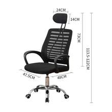 "Office Chair, Chair, Telework, Fatigue-Free, Gaming Chair, Breathable Mesh, Movable Headrest, Ergonomic, 360 Degree Rotation, With Casters, S-Shaped Three-Dimensional Backrest, High-Resilience Seat, Height Adjustable, For Office Use, Working From Home, Studying, Learning" - 黑色 - 查看 3