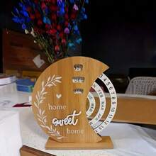 Roll Over Image To Zoom InWooden Creative Calendar, Perpetual Calendar, Home Decoration, Office Desktop Decoration, Manual Rotating Desk Calendar - Brown - View 7