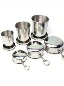 2 pièces Tasse à eau pliable en acier inoxydable, tasses rétractables portatives pour le voyage extérieur, mini tasse pratique et créative