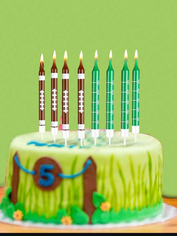 6 piezas de velas rectas con textura de fútbol, velas decorativas para pastel de fiesta conmemorativa de cumpleaños