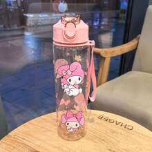 Sanrio Sanrio 1pc Hello Kitty 800ml/27oz Cartoon Transparent Sports Water Bottle, Leakproof, With Pop-Up Lid, Suitable For Fitness, Running, Gift For Her, Birthday, For Outdoor, Camping