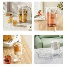 1pc Juice Pitcher, Cold Brew Pitcher, PET Iced Water Pitcher, Minimalist Large Capacity Transparent Cold Water Pitcher, Suitable For Home Use - Multicolor - View 6