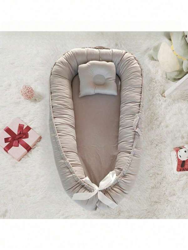 1 Set farbiger Baby Nestchen mit Kissen, tragbares Baby Bettchen, biologisch sicher mit abnehmbarem Reißverschluss zum Reisen