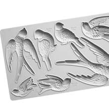 Molde de silicona en forma de pájaro, golondrina para DIY, decoración de pasteles con fondant, molde de caramelos, utensilios de cocina, herramientas de repostería, adornos para cupcakes, decoraciones para fiestas de boda y cumpleaños, reutilizable - Gris Claro - Ver 4