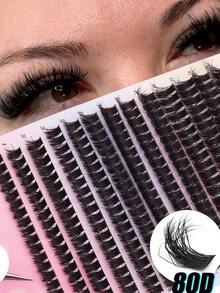 280pcs Faux Lashes 8-16mm Curled, Individual DIY 80D Fluffy 3D Lengthening Single False Eyelashes, Reusable Mink Lash Lash Clusters - D - View 2