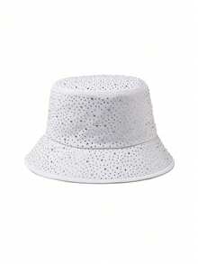 1pc Handmade Bling Crystal Women Fashion UV Protection Bucket Hat
