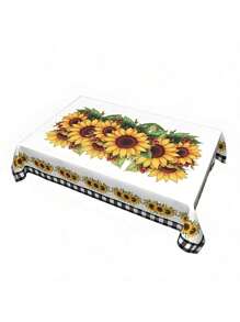 1pc/2pcs, Rectangular And Circular Polyester Tablecloths, Vintage Sunflower Flower Tablecloths, Home Vintage Anti Fouling Tablecloths, Dust-Proof And Washable PVC Tablecloths, Picnic Camping, Wedding, Birthday Party, Restaurant Buffet, Home Decorationft
