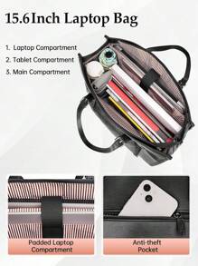 MATEIN 15.6 Inch Laptop Tote Bag For Women With Insulated Lunch Compartment, PU Leather Large Handbag With USB Port, Leakproof Food Pocket And Organizer For Teachers Nurses Office Moms Work Travel, Convertible Shoulder Bag Fits Laptop Lunch Essentials, Soft Flexible Daily Bag For Commute Back To School College Gift