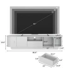 86.6" Mid Century Modern TV Consoles For Living Room, Bedroom, Curved TV Stand For 80/90/95 Inch TVs, Retro TV Stand With Storage And Drawers, Entertainment Center With Sliding Doors - 白色 - 查看 3