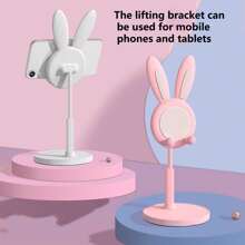 1-Piece Creative Cartoon Mobile Phone Bracket, Cute Cartoon Rabbit Bear Little Yellow Duck Flat Universal Mobile Phone Desktop Bracket Adjustable Telescopic Lifting Slouchy Bracket, Gifts For Children And Girlfriends, Birthday Gifts For Women, Valentine's Day Gifts. Suitable For Desktops