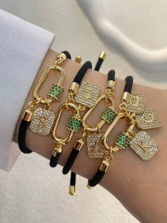 1 pieza Pulsera con inicial de la A a la Z de STYLEVER, pulsera de cadena de veintiséis letras, para celebrar el Día de San Valentín