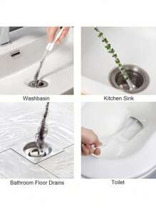 1 Stück/2 Stücke/8 Stücke flexibler Bürsten- & Abflussreiniger-Werkzeug für Spüle/Dusche/Badewanne - behebt Verstopfungen von Haaren schnell, reinigt Rohre in Küche & Bad