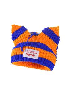 1pc Women's Fashion Car Brand Ear Decoration Knitted Hat, For Daily Wear In Autumn/Winter - Multicolor - View 9