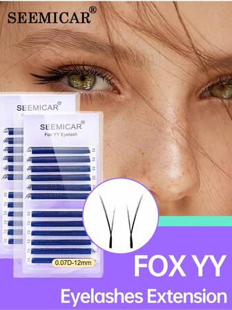 SEEMICAR 12 Rows C 0.07 Thickness Flying YY Eyelash Extensions Air Series Double Tips Flat Base False Eyelashes