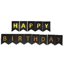 1pc Happy Birthday Party Decoration Background Gold Foil Fish Tail Banner With HAPPY BIRTHDAY Letters Anniversary Celebration Decoration Banner Party Decoration Hanging Paper Banner, Back To School Valentine Day