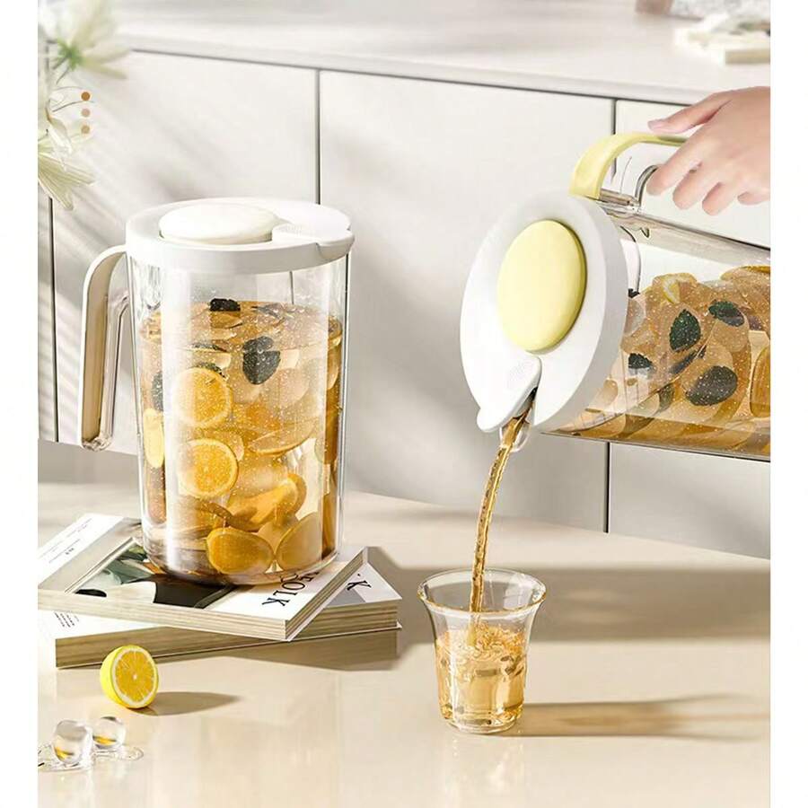 1pc Juice Pitcher, Cold Brew Pitcher, PET Iced Water Pitcher, Minimalist Large Capacity Transparent Cold Water Pitcher, Suitable For Home Use - Multicolor - View 1