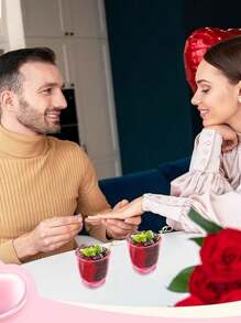 8pcs-Pink Plastic Spirits Glasses Set, Heart Shaped Spirits Glasses Set Plastic Spirits Glasses With Heavy Duty Base, Spirits Glasses For Whiskey, Tequila, Spirits Valentine's Day, Bachelor Party