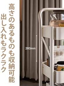 Kitchen Cart, Foldable, Cart With Casters, 3-Tier, Kitchen Rack, Steel Rack, Cart With Casters, Space-Saving Storage, 29.5cm, Slim, With Handle, Carbon Steel, Sturdy, 60kg Load Capacity, Small Items, Bathroom, Kitchen Storage, Next To Refrigerator, Easy Assembly