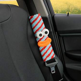 1 件可爱怪物汽车安全带套肩垫，有趣的香肠嘴设计，可爱的眼睛，柔软舒适的汽车安全带垫配件