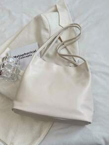 1个纯色PU皮革女士单肩包，超轻便携，时尚蝴蝶结装饰，优雅大容量，完美的情人节礼物，蝴蝶结钱包，最佳情人节礼物之选 - 白色 - 查看 4