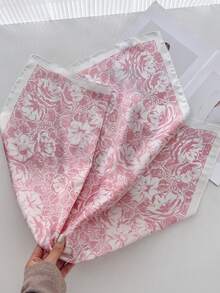 1pc Floral Print Casual Polyester Scarf, Suitable For All Seasons For Dress - Pink - View 4