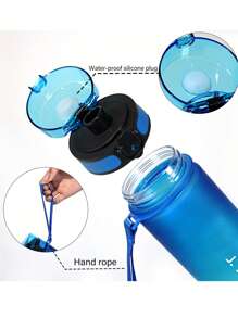 1pc, Large Capacity Frosted Gradient Color Fashion Sports Water Bottle Portable Outdoor Plastic 1000ml Water Bottle With Rope