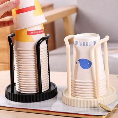 Soporte desechable de papel para vasos redondos, organizador de vasos de papel resistente y duradero, almacenamiento eficiente, dispensador de vasos de papel desechables, soporte de vasos multifuncional, estante para tazas de café/té para el hogar, suministros de cocina para el hogar