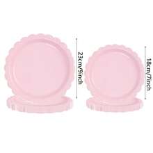 10pcs/20pcs/50pcs Light Pink Paper Plates 7 Inch Light Pink Cake&Dessert Plates 9 Inch Pink Scalloped Plates Disposable Dinner Plates For Wedding Bridal Shower Birthday&Event&Festival Party Supplies - Pink - View 2