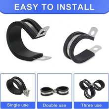 Stainless Steel Cable Clamp 100 Pack 5/8 Inch,Rubber Cushioned Insulated Clamp,Cable Clamps For Pipe Or Wire Cord Installation - 3/8"100 - 查看 4