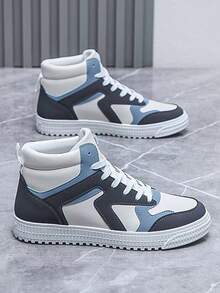 Men's Fashion Minimalist Casual Sneakers, Anti-Slip Sports Shoes, High Top Breathable Non-Slip Athletic Trainers - Blue - View 3