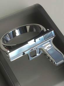 1pc Minimalist Punk Vintage 6-Star Revolver Gun Shape Ring For Men