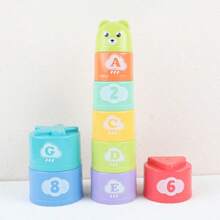 Tazas apilables educativas para niños de colores aleatorios, juguete torre arcoíris para niños, tazas apilables de anillos para niños, juguetes de playa, regalos de festivales, regalos de cumpleaños (color aleatorio)