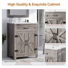 Bathroom Vanity Under Sink Pedestal With 2, Basin Cabinet With Adjustable Shelf, White - 24吋 - 水洗灰 - 查看 7