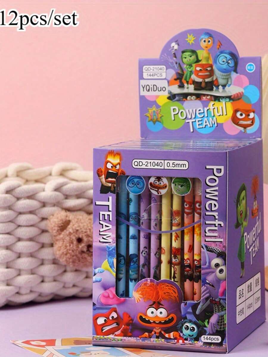 Sanrio Set Disney Brain Agent Team Erasable Black Core Neutral Pen, 0.5mm Tip, Cute Cartoon Design, Suitable For Office Use, Suitable For Writing And Drawing! Perfect Holiday And Birthday Gifts Back To School