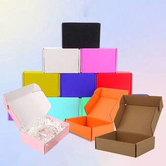 20个彩色双面礼品盒、折叠包装盒、快递盒、礼品盒、储物盒、瓦楞纸板运输盒，适用于小型企业、运输、包装、储存、工艺品、邮寄、节日、生日、婚礼、派对和各种节日礼品包装（颜色为手工制作，因此可能会有轻微色差）