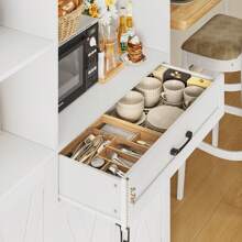 71" Tall Kitchen Pantry Storage Cabinet, Farmhouse Food Pantry Cabinet With Microwave Stand, Barn Doors Kitchen Hutch With Large Drawer And Shelves For Dining