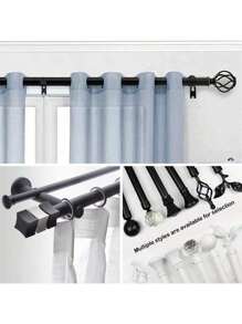 Tringles à rideaux réglables, disponibles en plusieurs styles et tailles, design simple et élégant, convient pour la chambre à coucher, le salon et le patio extérieur, décoration murale de la maison, décoration de fenêtre, tringles à rideaux métalliques réglables avec supports, tringle à rideaux simple robuste, 48-63 pouces, 79-95 pouces, 142-158 pouces, 120-160 cm, 200-240 cm, 360-400 cm