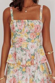 Women Summer Spaghetti Strap Tiered Ruffle Dress Casual Sleeveless Floral Layered Maxi Dress For Women Beach Sundress - 紫色 - 查看 3