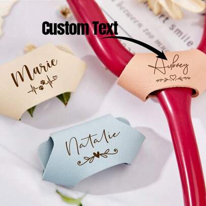 Personalized Stethoscope LD Tag, Custom PU Leather Stethoscope Charms With ID Tag Accessories, Engraved Name Logo,Nurses Week Gift For Nurse Doctor Medical Assistant,Durable,Colorful,Cute,Adorable,Funny,Kawaii,Y2K,Stylish,Unisex,Casual,Custom,Personalized,Unique,Customized,Ideal Gifts For Him,Ideal Gifts For Her,Her,Boyfriend,Girlfriend,Family,Friends