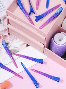 10 Stücke Metall Farbklammern ohne Nähte, bunte große Make-up und Gesichtswäsche Seitenklemmen, kissen-förmige Haarstyling-Haarspangen, Friseurwerkzeuge, Pony-Clips, Lockenwickler-Clips, Haraccessoires für Frauen, beliebte Pony-Clips geeignet für Friseursalons, und Heimgebrauch, flache Krallenklemmen, Haarspangen, Haarklammern
