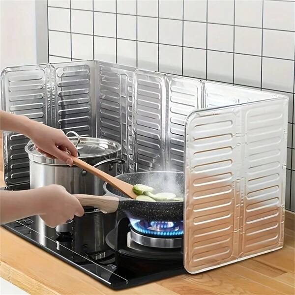 1/2 Pcs Kitchen Gas Stove Oil Splash Guard, Non-Food Contact Anti-Splash Cover, Foldable Gas Stove Oil Baffle, Kitchen Cookware Oil Splash Screen, Heat-Resistant Anti-Splash Pot, Outdoor Cooking Essential Accessory