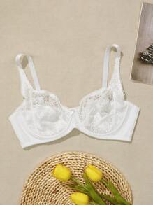 Damen Große Größen einfarbige BHs, ultraleichte Spitze sexy BHs mit Bügel, französisch elegante BHs mit voller Abdeckung und guter Stütze