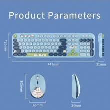 MOFII Ergonomic 2.4G Plug And Play Wireless Keyboard Mouse Combo 104 Keys Cute Cat Keyboard Coloful Retro Round Keycaps Keyboard With Silent Mouse For Win7/8/10/XP