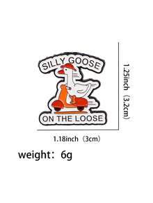 1PC Silly Goose Enamel Pin Animal Metal Brooches Lapel Pins For Clothing Badges On Backpack Fashion Jewelry Accessories Gifts - Multicolor - View 10