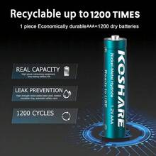 KOSHARE 32/40/56 1.2V AAA300mAh Nickel Hydrogen Rechargeable Batteries With Stable Voltage, Suitable For Remote Control, Alarm Clock, Doorbell, Flash, Shaver, Car Key, Game Controller, Flashlight, Camera, CD Player, Wireless Microphone, Decorative Lighting. Please Use A 1.2V Nickel Hydrogen Battery Charger To Charge - 7號電池 - 查看 7