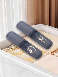 Hộp đựng bàn chải đánh răng di động A-Z với chữ và hoa vàng, giữ bàn chải đánh răng của bạn sạch sẽ mọi lúc, mọi nơi! Cốc đựng bàn chải đánh răng đa năng, Hộp đựng bàn chải đánh răng du lịch, Vỏ bọc cốc đựng bàn chải đánh răng di động - màu đen - Xem 5